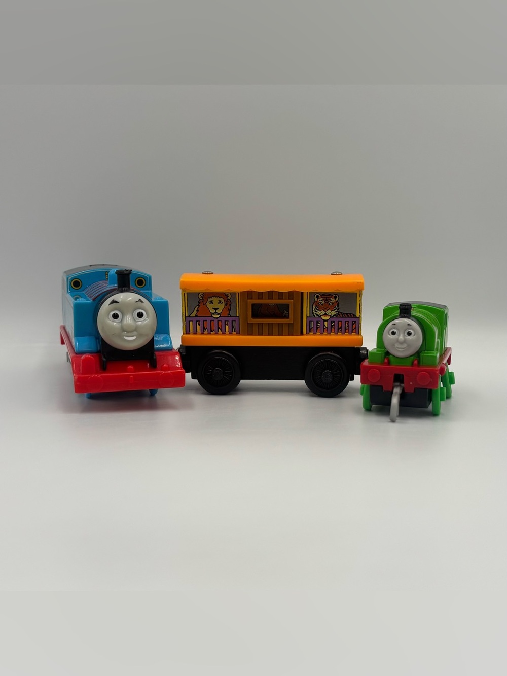 RARE Thomas the Engine & Friends Motorized Thomas Zoo Car & Percy Train Toy Lot